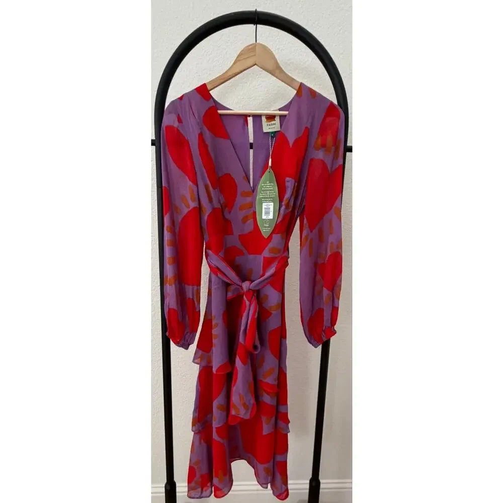 Farm Rio NEW Wild Hearts Layered Midi Dress, MED - Picture 3 of 9